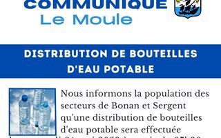 COMMUNIQUÉ | Distribution de bouteilles d'eau potable